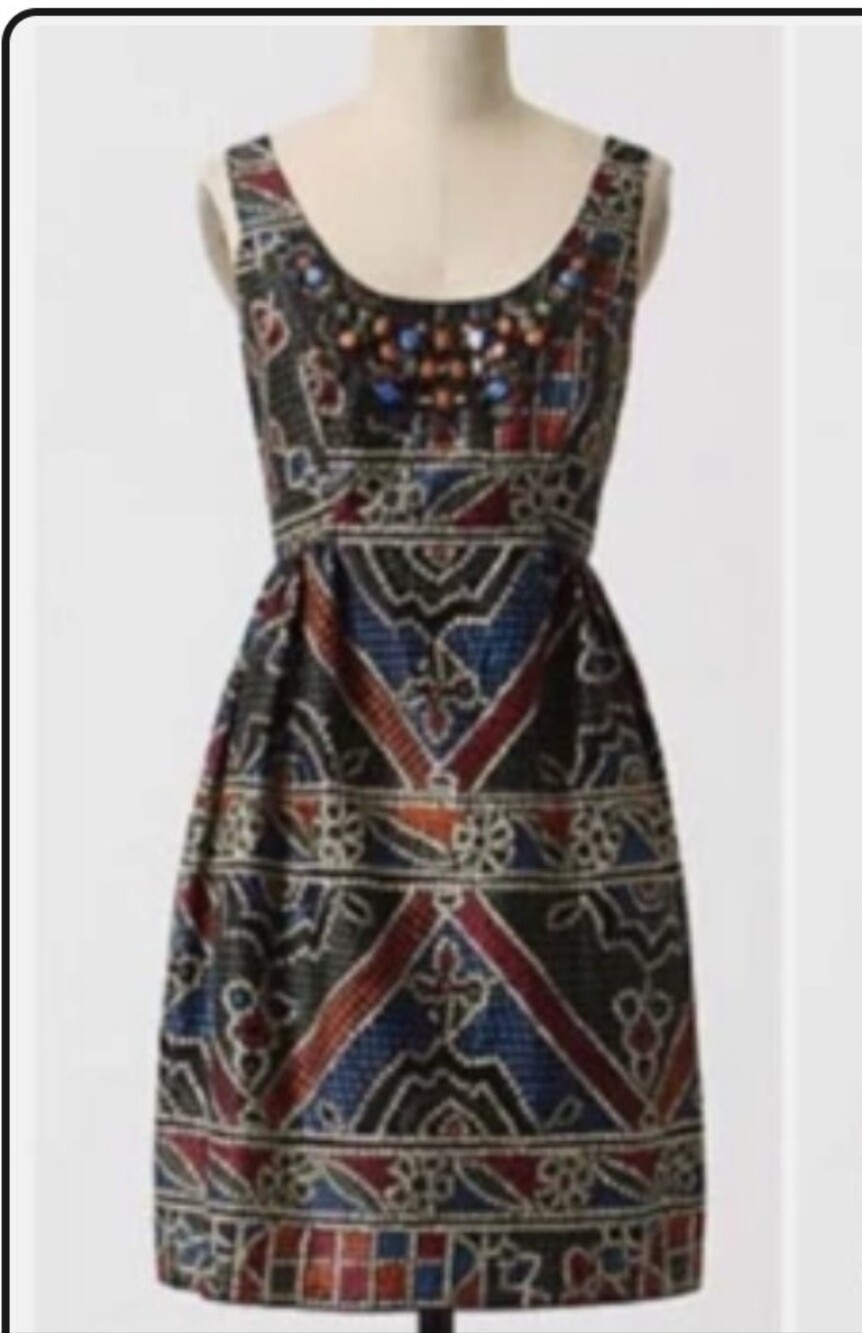 Anna Sui For Anthropologie Tesserae Mosaic Jeweled Dress